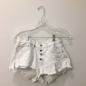 White Ripped Abercrombie and Fitch Shorts